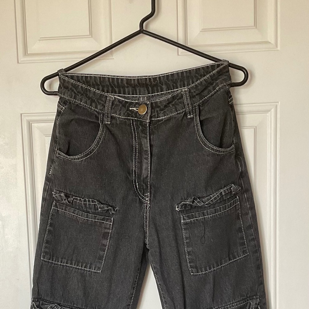 Black Cargo Jeans Womens — Size Small, Baggy, Grunge
